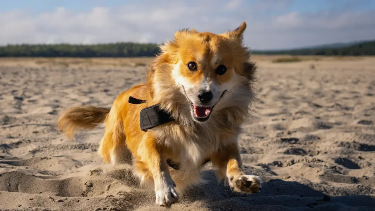 Dog digging in sand