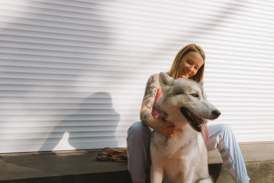 Dog greeting an owner