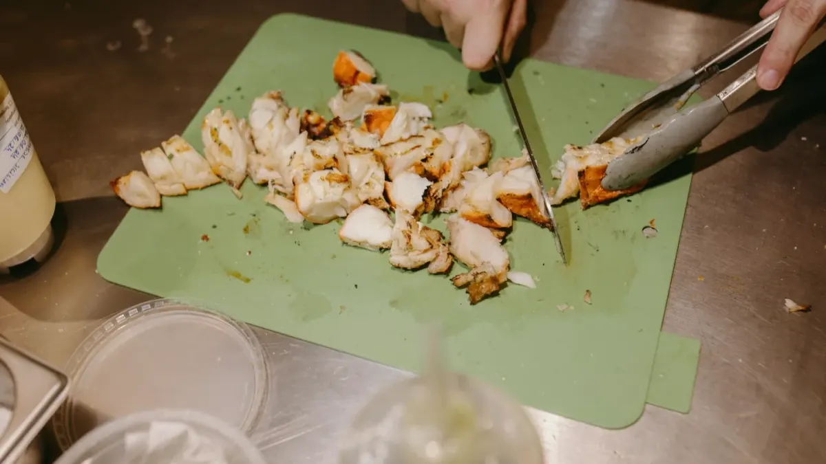 Dog owner preparing a meal